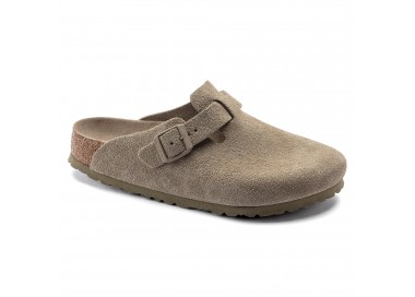Sabots Boston BS h en daim Faded Khaki de la marque Birkenstock.