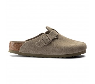 Sabots Boston BS h en daim Faded Khaki de la marque Birkenstock.