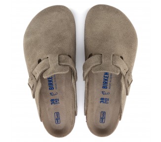 Sabots Boston BS h en daim Faded Khaki de la marque Birkenstock.