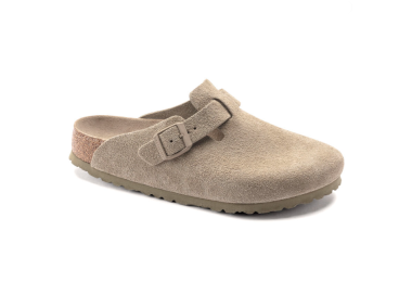 Sabots Boston Bs Soft en daim Faded Khaki de la marque Birkenstock.