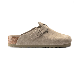 Sabots Boston Bs Soft en daim Faded Khaki de la marque Birkenstock.