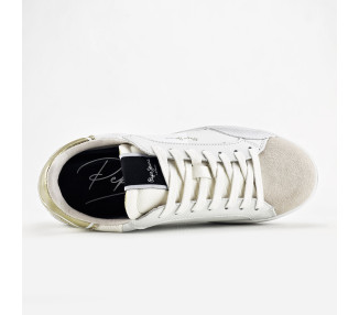 Tennis Lane Moon en cuir et daim White de la marque Pépé Jeans.