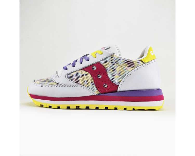 Baskets Jazz Multi en cuir et toile White Multi de la marque Saucony.