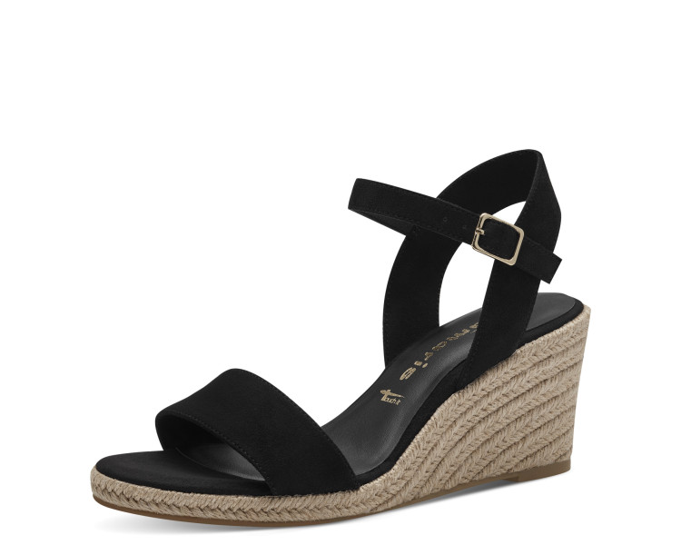 Sandales compensées 28300 en daim Noir de la marque Tamaris.