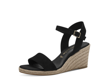 Sandales compensées 28300 en daim Noir de la marque Tamaris.