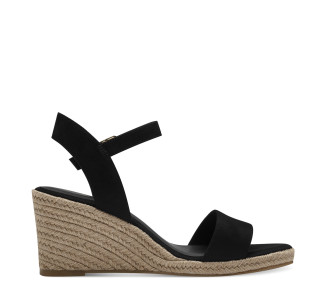 Sandales compensées 28300 en daim Noir de la marque Tamaris.