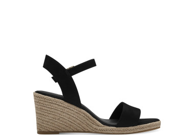 Sandales compensées 28300 en daim Noir de la marque Tamaris.