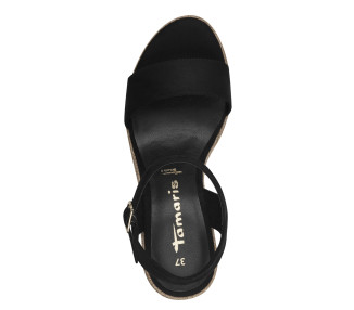 Sandales compensées 28300 en daim Noir de la marque Tamaris.