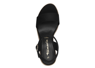 Sandales compensées 28300 en daim Noir de la marque Tamaris.