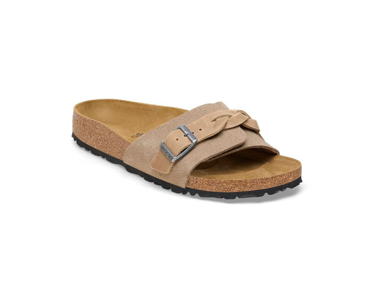 Mules Oita Braided en Daim Taupe de la marque Birkenstock.