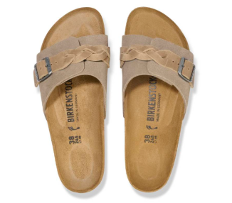 Mules Oita Braided en Daim Taupe de la marque Birkenstock.