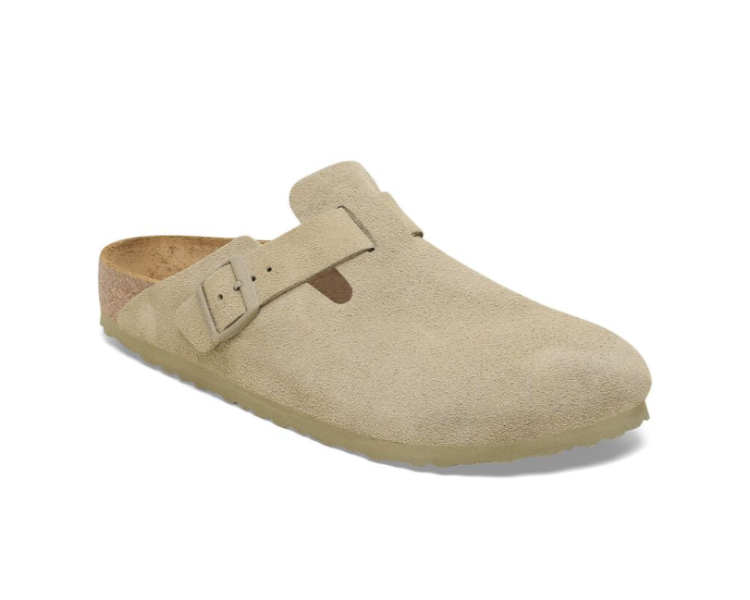 Sabots boston bs en daim Faded khaki de la marque Birkenstock.