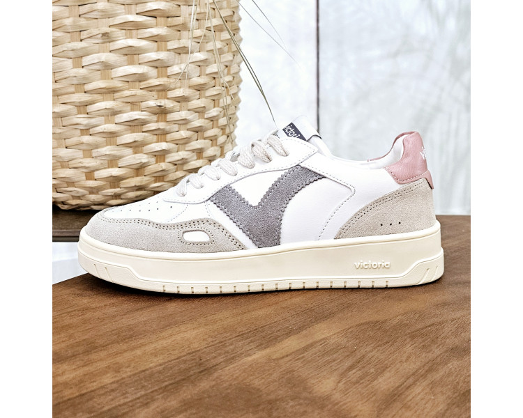 Baskets 257101 en cuir et daim Rose de la marque Victoria.