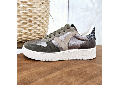 Baskets 258257 en cuir et daim Kaki de la marque Victoria.