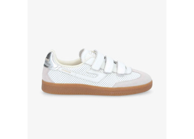 Baskets Shefield straps en cuir et daim Blanc de la marque Schmoove.