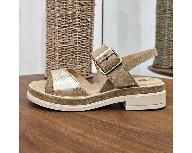 Sandales Dane en cuir et daim Champagne de la marque MKD.