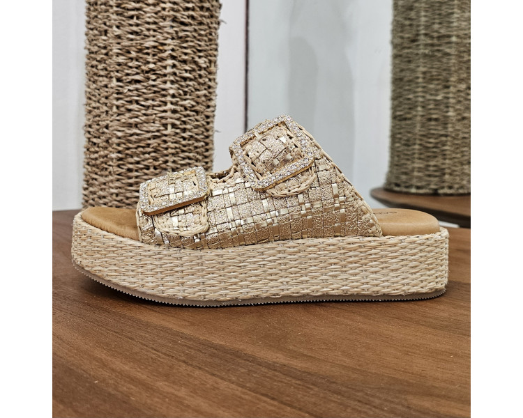 Mules 4273 en cuir Or de la marque Sandro rossi.