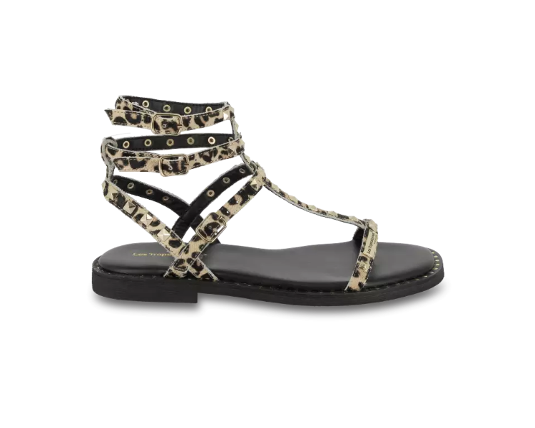 Sandales Coralie en cuir Leopard de la marque Les tropeziennes.