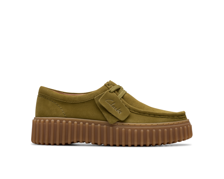 Derby Torhill bee en suede vert de la marque Clarks.