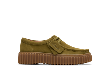 Derby Torhill bee en suede vert de la marque Clarks.
